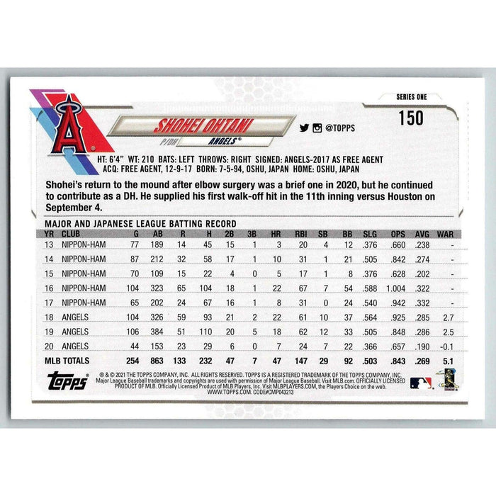 2021 Topps Baseball Complete Set Shohei Ohtani Los Angeles Angels #150 - Collectible Craze America