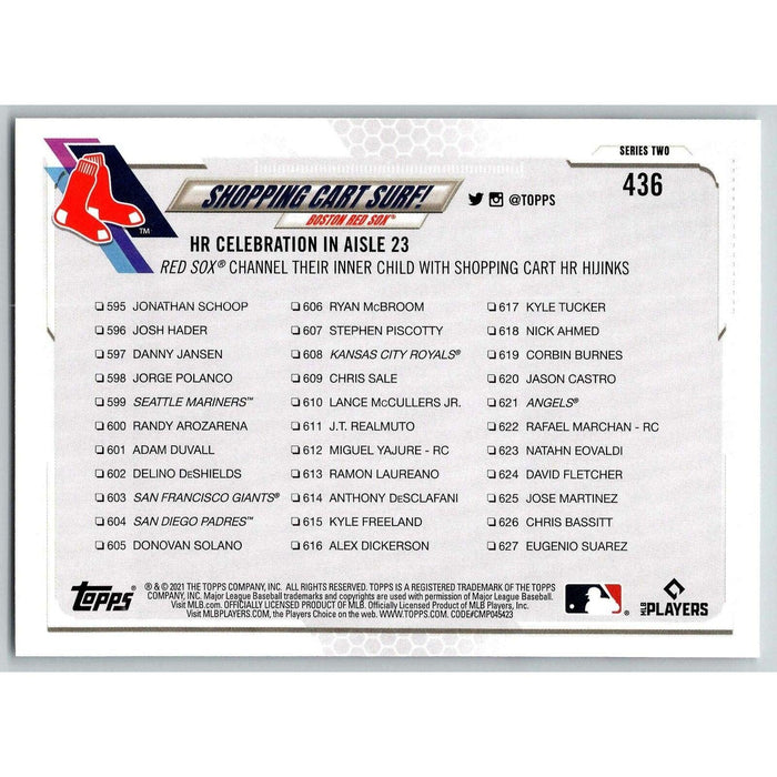 2021 Topps Baseball Complete Set Shopping Cart Surf! Boston Red Sox #436 - Collectible Craze America