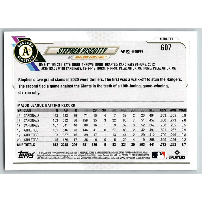 2021 Topps Baseball Complete Set Stephen Piscotty Oakland Athletics #607 - Collectible Craze America