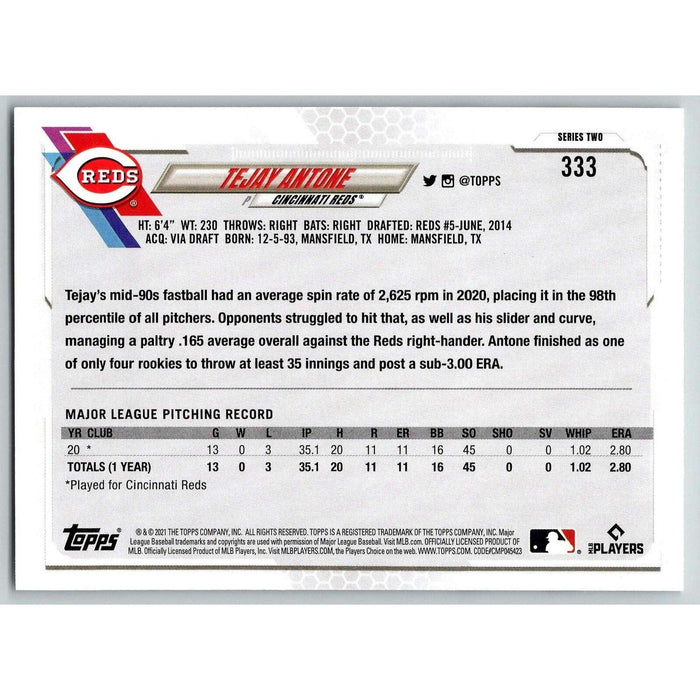 2021 Topps Baseball Complete Set Tejay Antone RC Cincinnati Reds #333 - Collectible Craze America