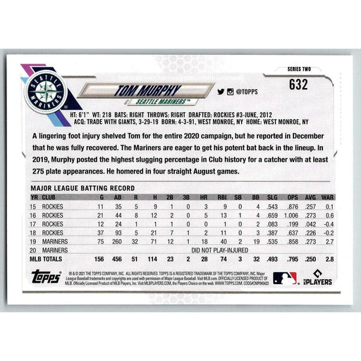 2021 Topps Baseball Complete Set Tom Murphy Seattle Mariners #632 - Collectible Craze America