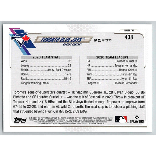 2021 Topps Baseball Complete Set Toronto Blue Jays Toronto Blue Jays #438 - Collectible Craze America