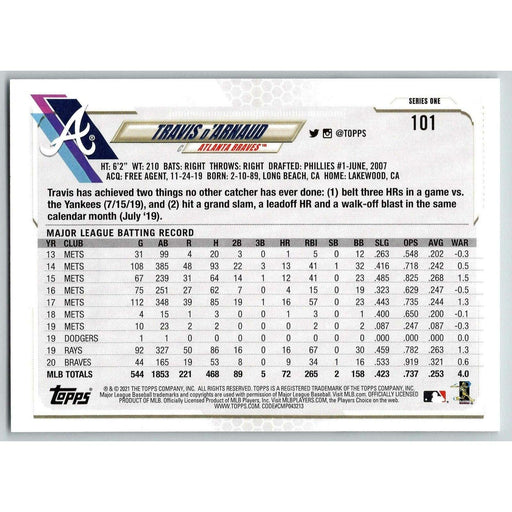 2021 Topps Baseball Complete Set Travis d'Arnaud Atlanta Braves #101 - Collectible Craze America