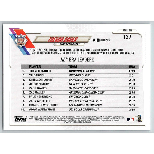2021 Topps Baseball Complete Set Trevor Bauer Cincinnati Reds #137 - Collectible Craze America