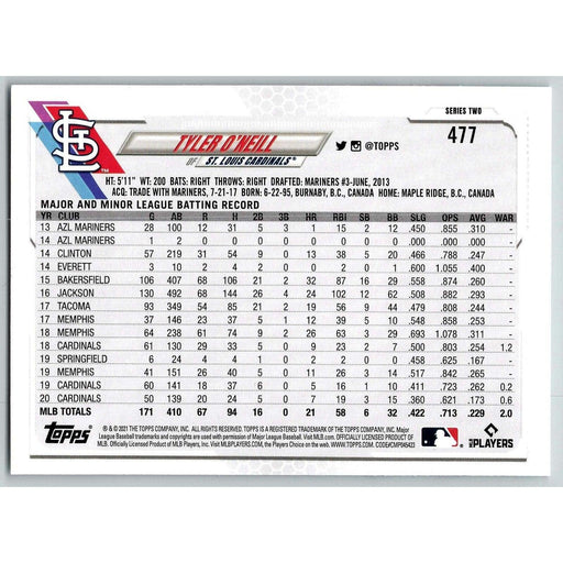 2021 Topps Baseball Complete Set Tyler O'Neill St. Louis Cardinals #477 - Collectible Craze America