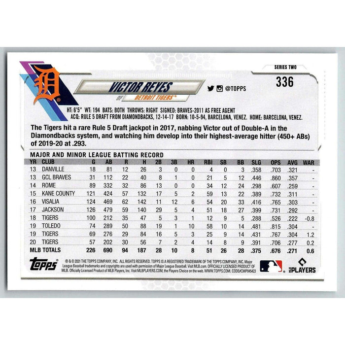 2021 Topps Baseball Complete Set Victor Reyes Detroit Tigers #336 - Collectible Craze America