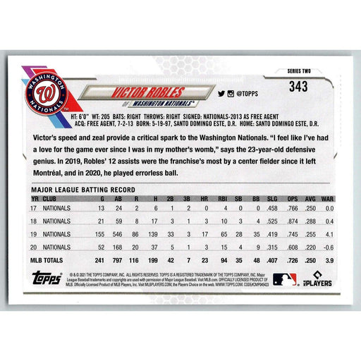 2021 Topps Baseball Complete Set Victor Robles Washington Nationals #343 - Collectible Craze America