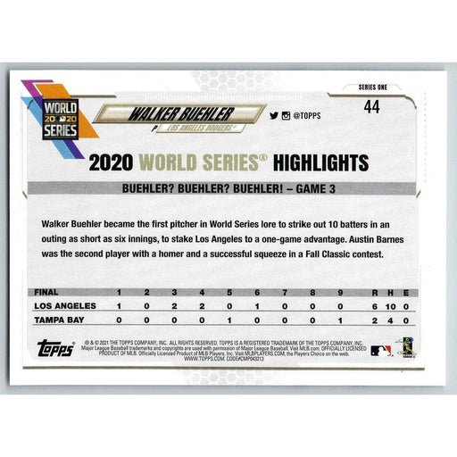 2021 Topps Baseball Complete Set Walker Buehler Los Angeles Dodgers #44 - Collectible Craze America