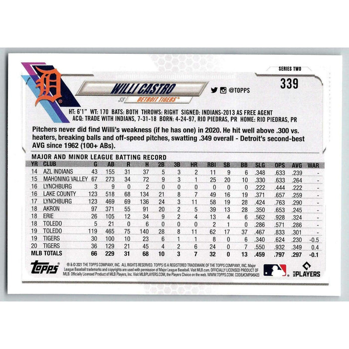 2021 Topps Baseball Complete Set Willi Castro Detroit Tigers #339 - Collectible Craze America