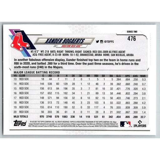2021 Topps Baseball Complete Set Xander Bogaerts Boston Red Sox #476 - Collectible Craze America