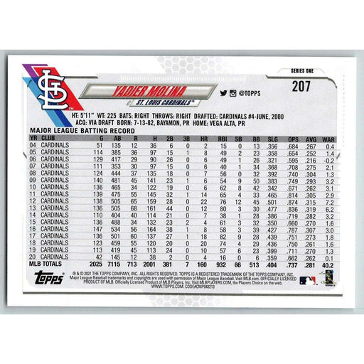 2021 Topps Baseball Complete Set Yadier Molina St. Louis Cardinals #207 - Collectible Craze America