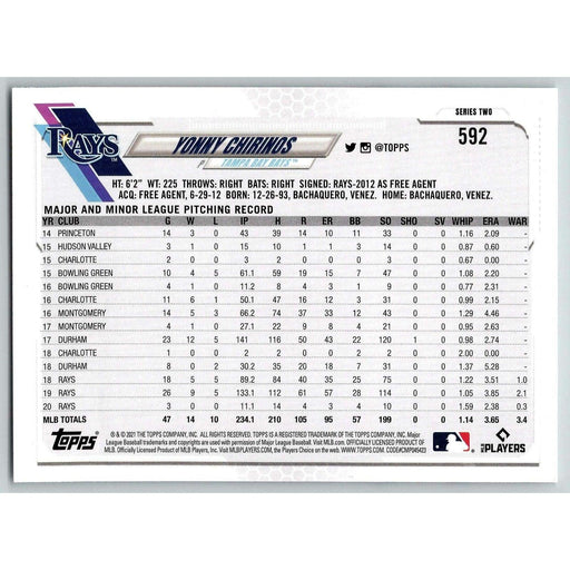 2021 Topps Baseball Complete Set Yonny Chirinos Tampa Bay Rays #592 - Collectible Craze America