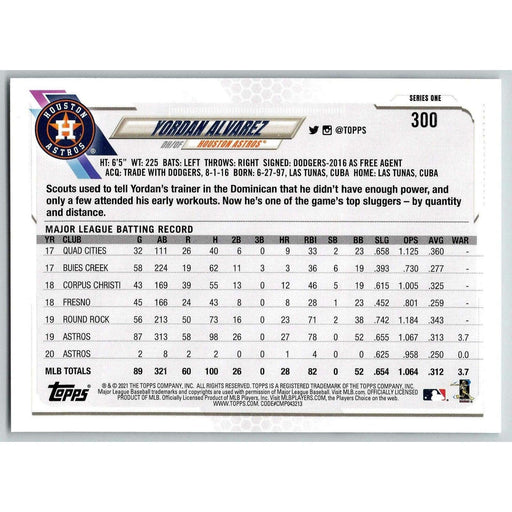 2021 Topps Baseball Complete Set Yordan Alvarez Houston Astros #300 - Collectible Craze America