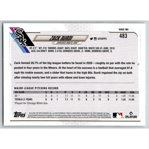 2021 Topps Baseball Complete Set Zack Burdi RC Chicago White Sox #483 - Collectible Craze America