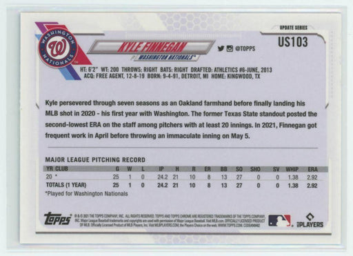 2021 Topps Chrome Sapphire Edition #US103 Kyle Finnegan RC Washington Nationals - Collectible Craze America