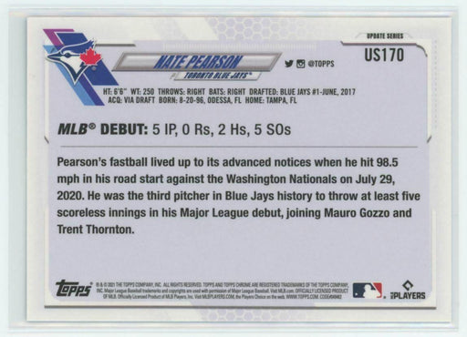 2021 Topps Chrome Sapphire Edition #US170 Nate Pearson RC Toronto Blue Jays - Collectible Craze America