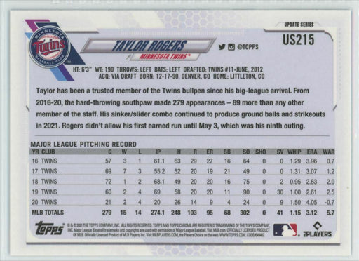 2021 Topps Chrome Sapphire Edition #US215 Taylor Rogers Minnesota Twins - Collectible Craze America
