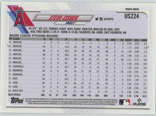 2021 Topps Chrome Sapphire Edition #US224 Steve Cishek Los Angeles Angels - Collectible Craze America