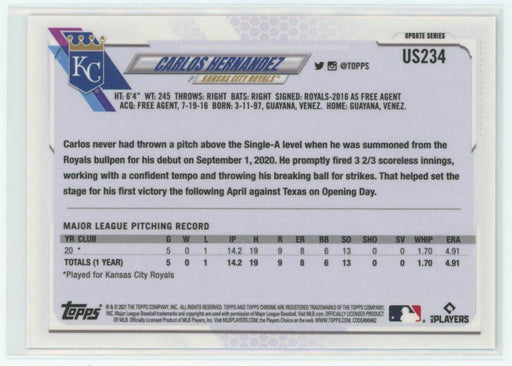 2021 Topps Chrome Sapphire Edition #US234 Carlos Hernandez RC Kansas City Royals - Collectible Craze America