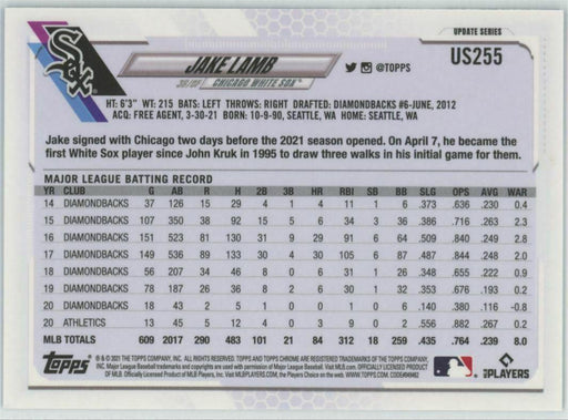 2021 Topps Chrome Sapphire Edition #US255 Jake Lamb Chicago White Sox - Collectible Craze America