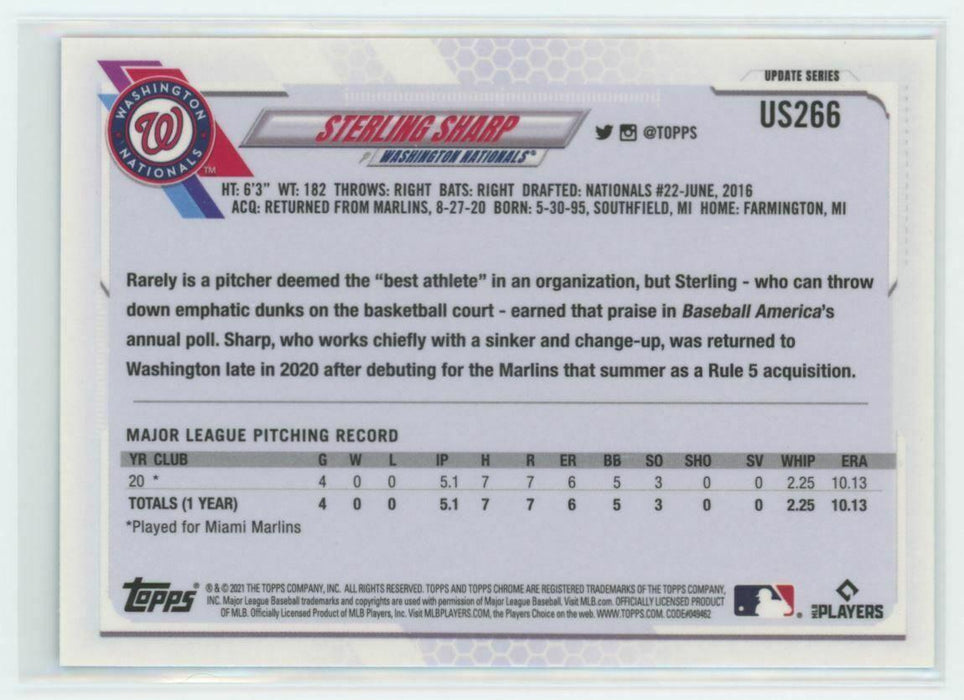 2021 Topps Chrome Sapphire Edition #US266 Sterling Sharp RC Washington Nationals - Collectible Craze America