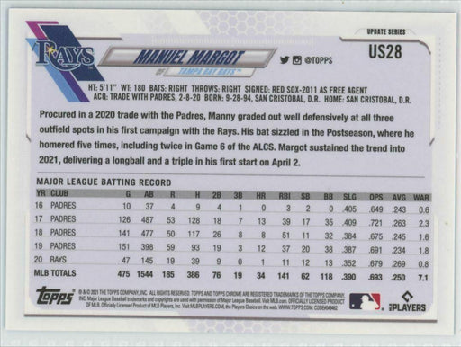 2021 Topps Chrome Sapphire Edition #US28 Manuel Margot Tampa Bay Rays - Collectible Craze America