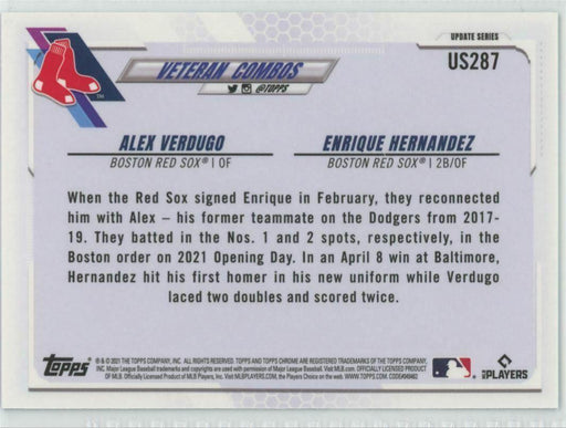 2021 Topps Chrome Sapphire Edition #US287 Alex Verdugo/Enrique Hernandez Boston - Collectible Craze America