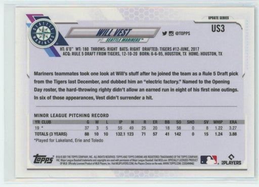 2021 Topps Chrome Sapphire Edition #US3 Will Vest RC Seattle Mariners - Collectible Craze America