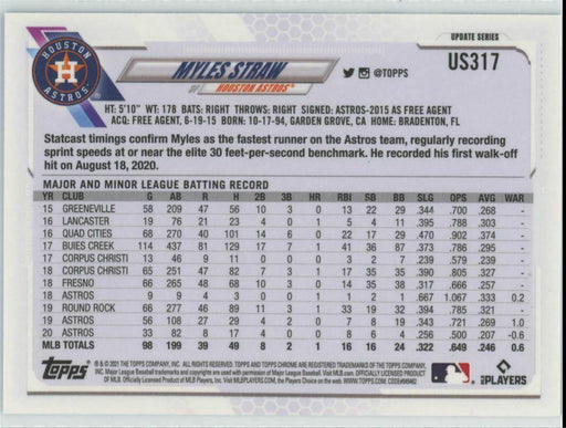 2021 Topps Chrome Sapphire Edition #US317 Myles Straw Houston Astros - Collectible Craze America