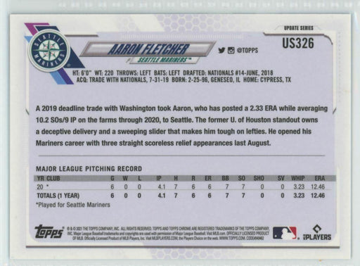 2021 Topps Chrome Sapphire Edition #US326 Aaron Fletcher RC Seattle Mariners - Collectible Craze America