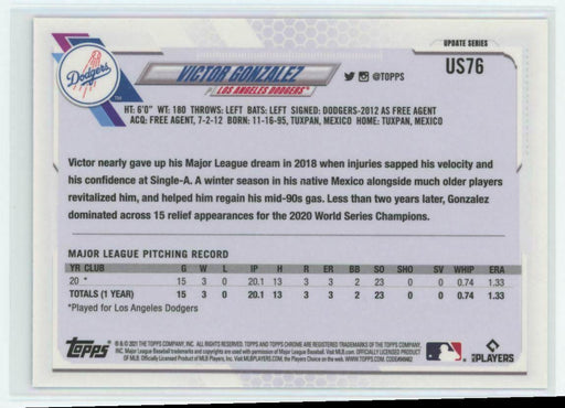 2021 Topps Chrome Sapphire Edition #US76 Victor Gonzalez RC Los Angeles Dodgers - Collectible Craze America