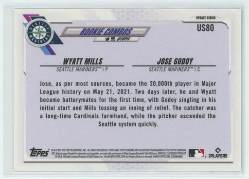 2021 Topps Chrome Sapphire Edition #US80 Jose Godoy/Wyatt Mills RC Seattle - Collectible Craze America
