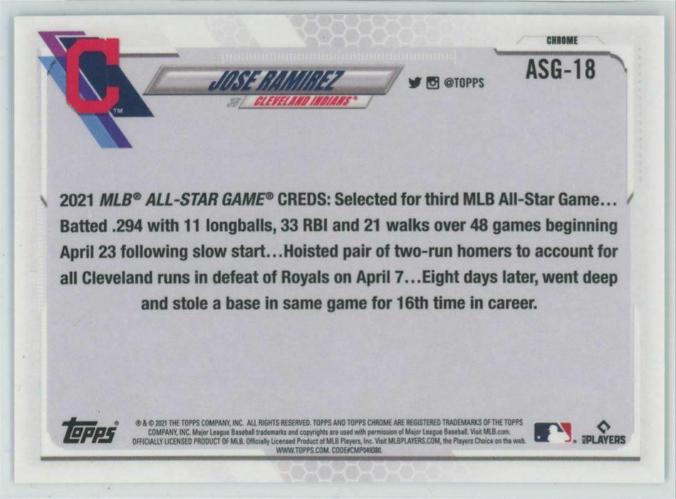 2021 Topps Chrome Update #ASG-18 Jose Ramirez Cleveland Indians All-Star Game - Collectible Craze America