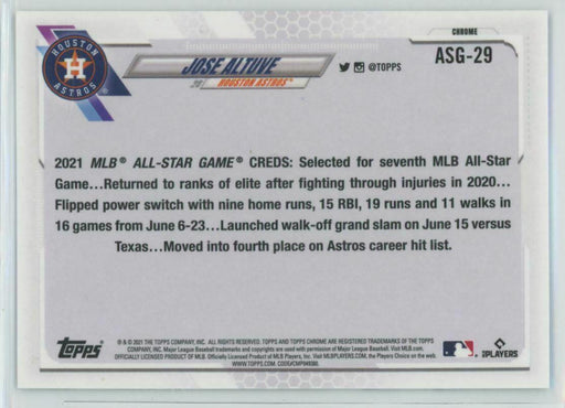 2021 Topps Chrome Update #ASG-29 Jose Altuve Houston Astros All-Star Game - Collectible Craze America