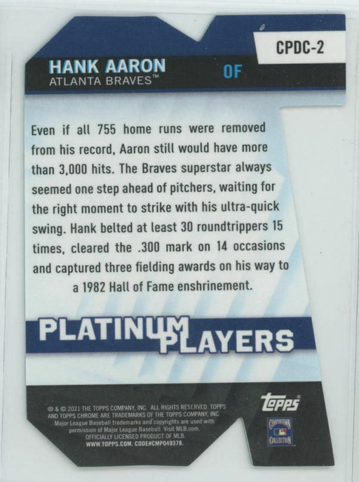 2021 Topps Chrome Update #CPDC-2 Hank Aaron Atlanta Braves Platinum Players - Collectible Craze America