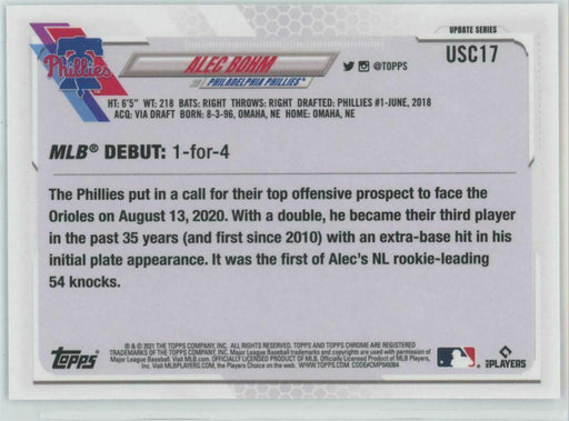 2021 Topps Chrome Update #USC17 Alec Bohm RC Philadelphia Phillies - Collectible Craze America