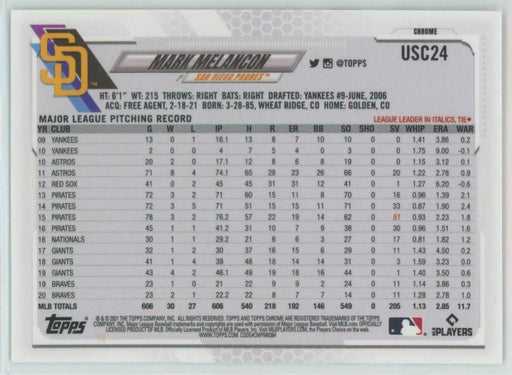 2021 Topps Chrome Update #USC24 Mark Melancon San Diego Padres - Collectible Craze America