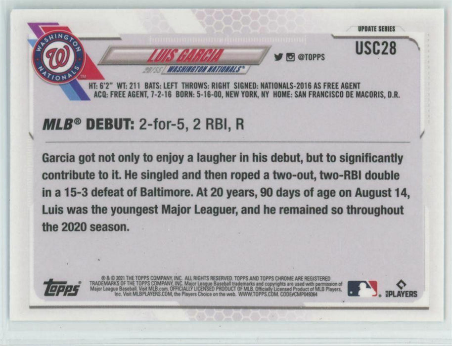 2021 Topps Chrome Update #USC28 Luis Garcia RC Washington Nationals - Collectible Craze America