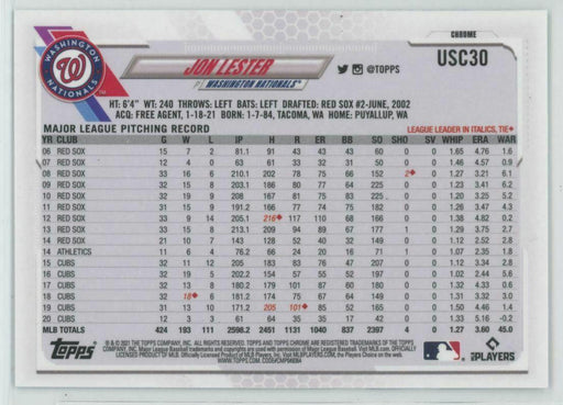 2021 Topps Chrome Update #USC30 Jon Lester Washington Nationals - Collectible Craze America