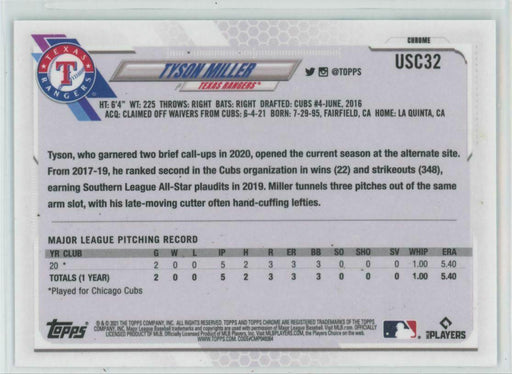 2021 Topps Chrome Update #USC32 Tyson Miller RC Texas Rangers - Collectible Craze America