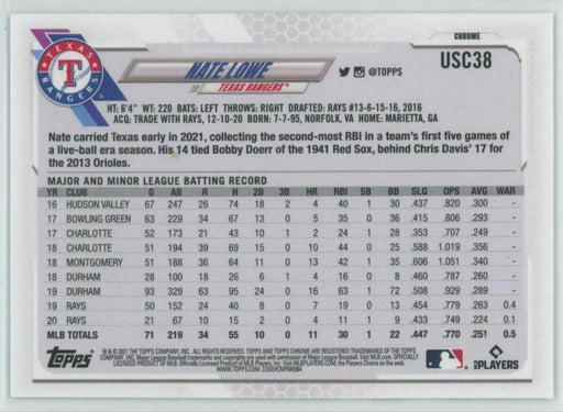 2021 Topps Chrome Update #USC38 Nate Lowe Texas Rangers - Collectible Craze America