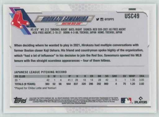 2021 Topps Chrome Update #USC49 Hirokazu Sawamura RC Boston Red Sox - Collectible Craze America