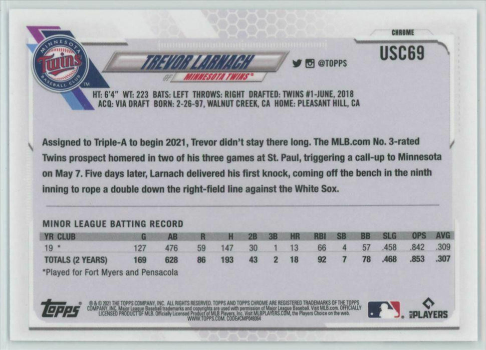 2021 Topps Chrome Update #USC69 Trevor Larnach RC Minnesota Twins - Collectible Craze America