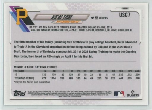 2021 Topps Chrome Update #USC7 Ka'ai Tom RC Pittsburgh Pirates Purple Parallel - Collectible Craze America