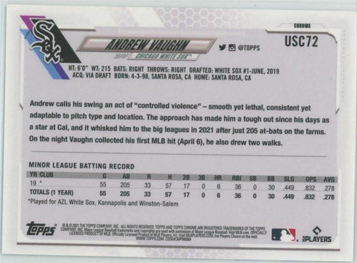 2021 Topps Chrome Update #USC72 Andrew Vaughn RC Chicago White Sox - Collectible Craze America