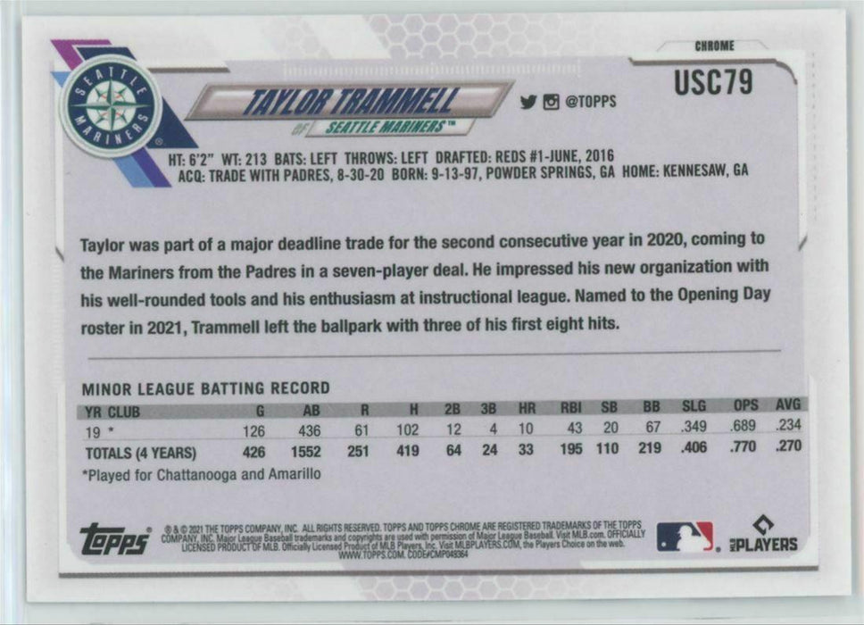 2021 Topps Chrome Update #USC79 Taylor Trammell RC Seattle Mariners - Collectible Craze America