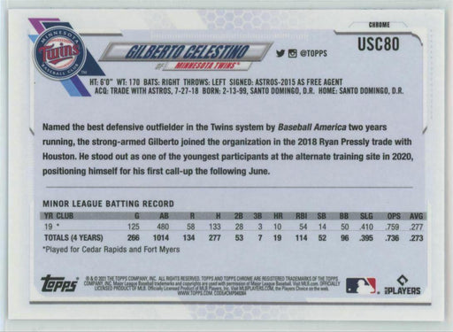 2021 Topps Chrome Update #USC80 Gilberto Celestino RC Minnesota Twins - Collectible Craze America