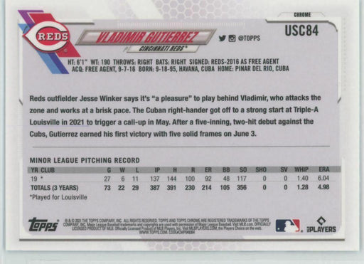 2021 Topps Chrome Update #USC84 Vladimir Gutierrez RC Cincinnati Reds - Collectible Craze America