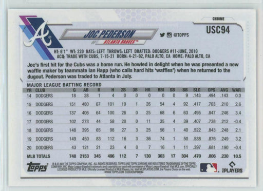 2021 Topps Chrome Update #USC94 Joc Pederson Atlanta Braves - Collectible Craze America