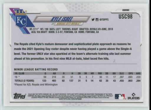 2021 Topps Chrome Update #USC98 Kyle Isbel RC Kansas City Royals - Collectible Craze America